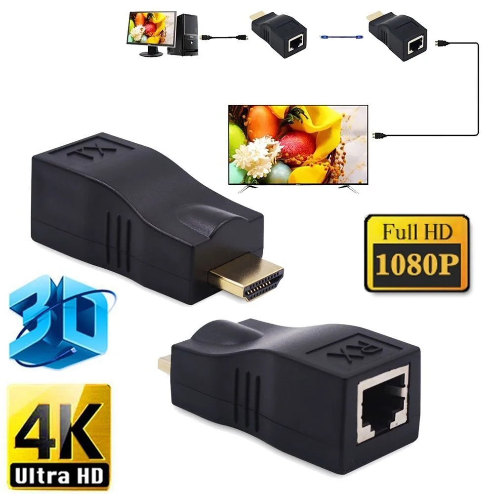 4K 3D HDMI-совместимый 1 4 30M удлинитель RJ45 через Cat 5e/6 сетевой LAN Ethernet адаптер |