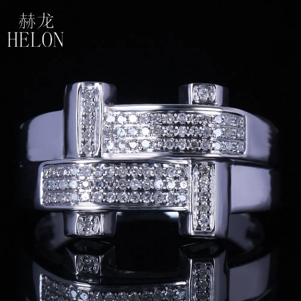 HELON новинка для мужчин s одноцветное 10 к белое золото 0.3ct Кольцо C настоящим