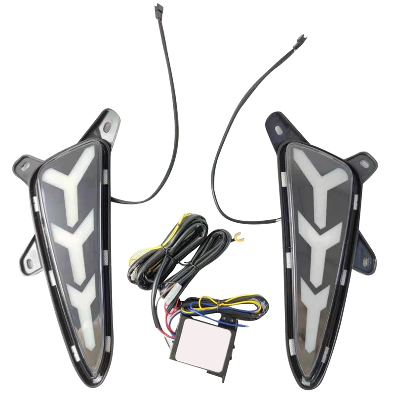 

NEW-2Pcs LED Car Fog Lamp DRL Daytime Running Light for Toyota C-HR CHR 2016-2018 with Turn Signal
