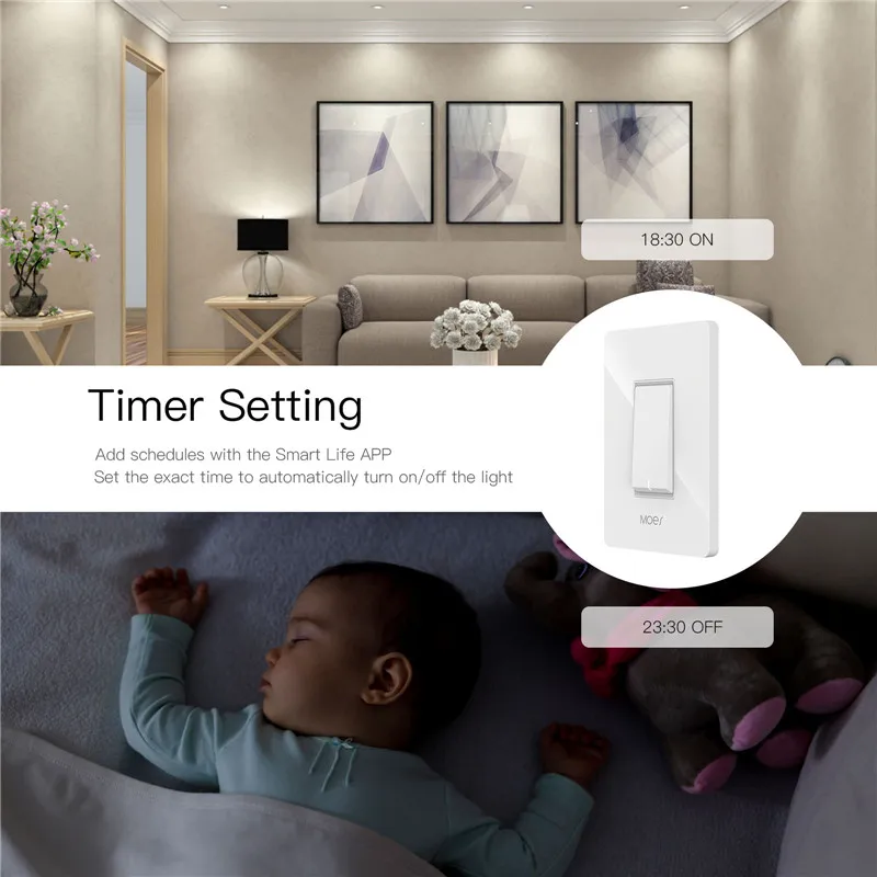 

3 Way WiFi Smart Light Switch Light Fan Control APP remote control works with Alexa and Google Home, No Hub Required
