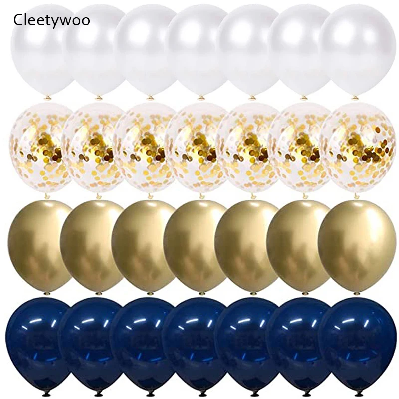 

1Set 12inch Metallic Gold White Pearl Balloons Baby Shower Adults Wedding Birthday Party Decorations Navy Blue Confetti Balloons