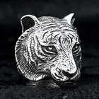 Высокое Качество Металл властный тигр голова мужское байкерское кольцо уникальное животное стиль Рок Панк ювелирные изделия