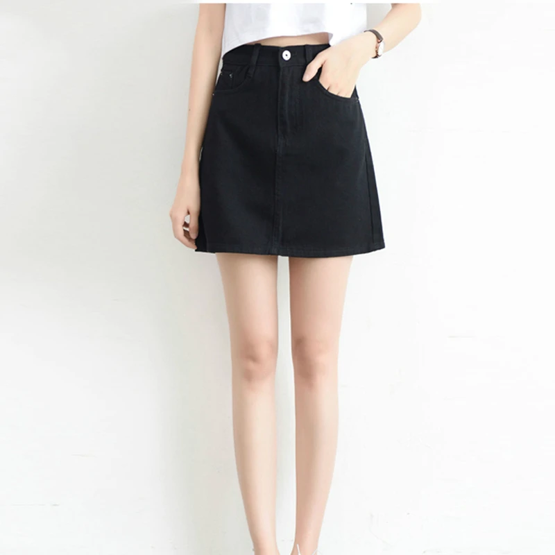 Джинсовая мини-юбка женская летняя 2020 с высокой талией Корейская черная юбка