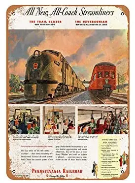 

Rustic Pennsylvania Railroad Streamliners Vintage Look Metal Sign