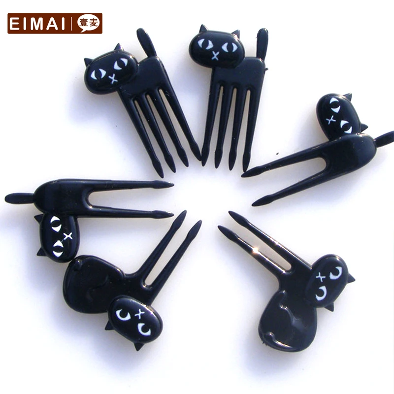 EIMAI с черными котиками и вилка для фруктов персонажем из мультфильма маленьких