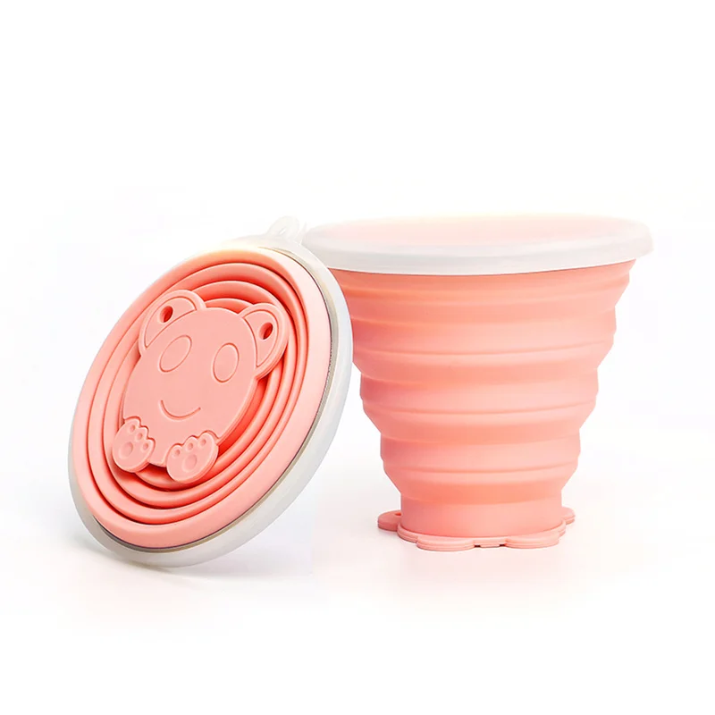 Силиконовая складная дорожная чашка портативная для воды 260 мл улицы с крышкой и