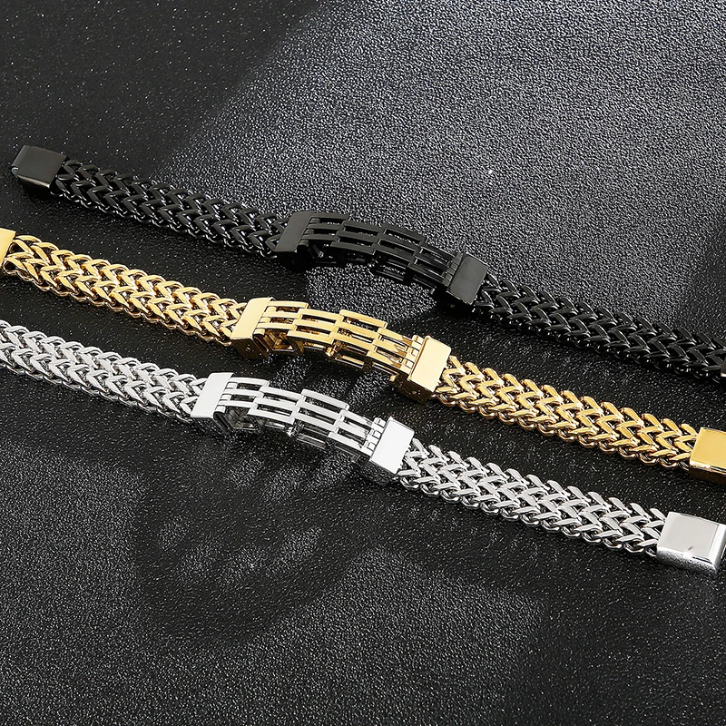 Браслет на руку мужской из нержавеющей стали золотая цепочка звеньев 11 мм