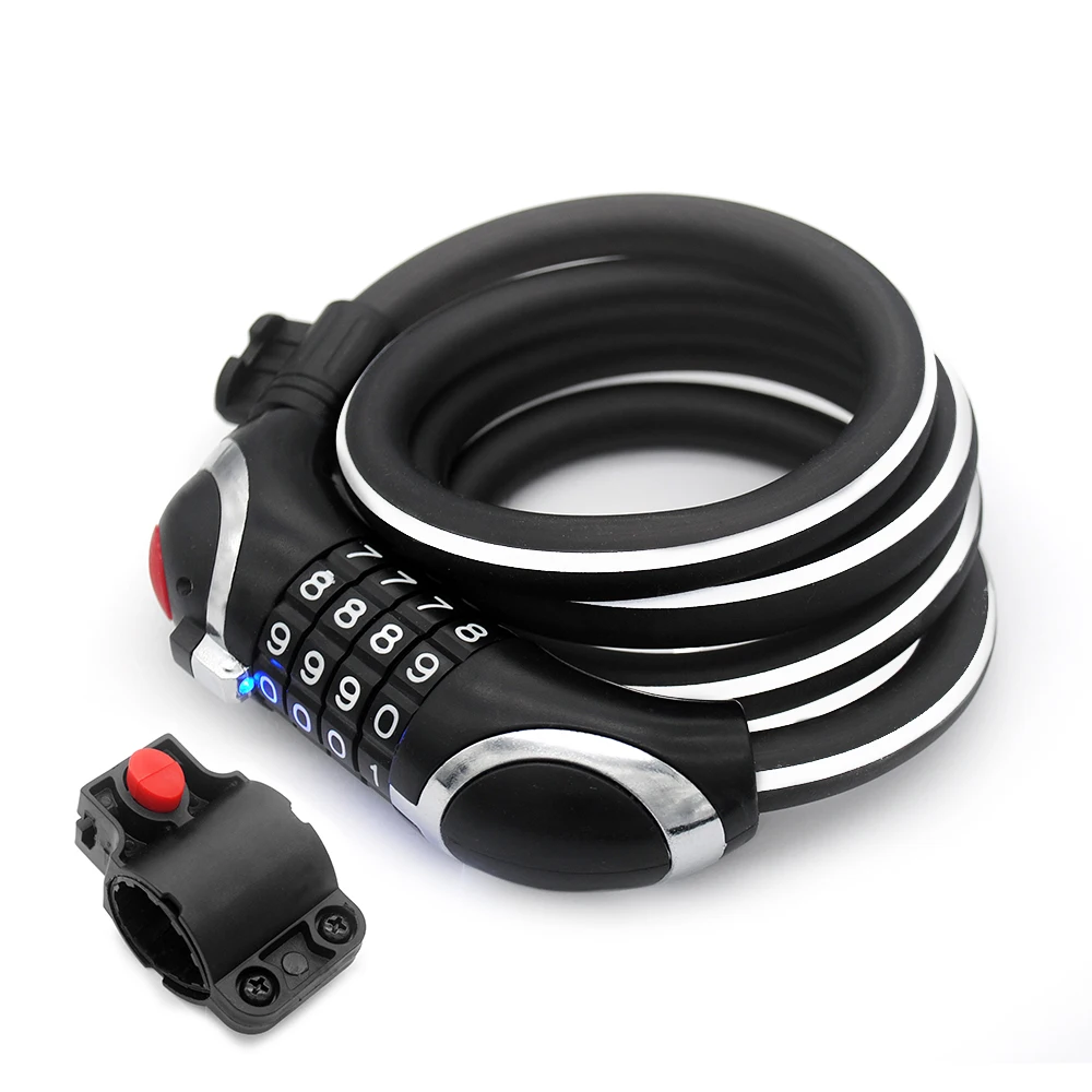 

4-цифровой/5-цифровой велосипедный кабельный замок безопасности Комбинации велосипед кабель Сталь замок с отражателем кабель светодиодный ...