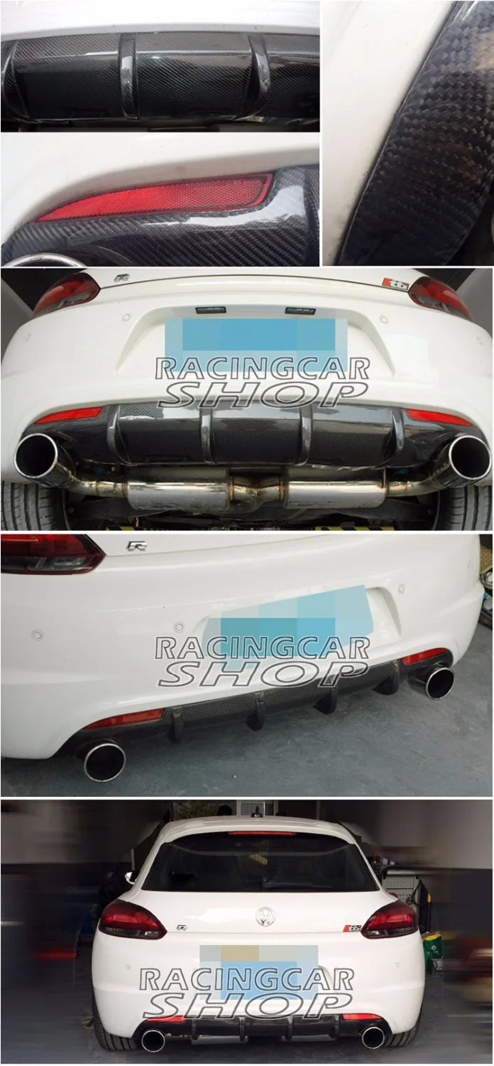 Карбоновый задний бампер для губ рассеиватель пригодный VW Scirocco R Bumper 2009 2014