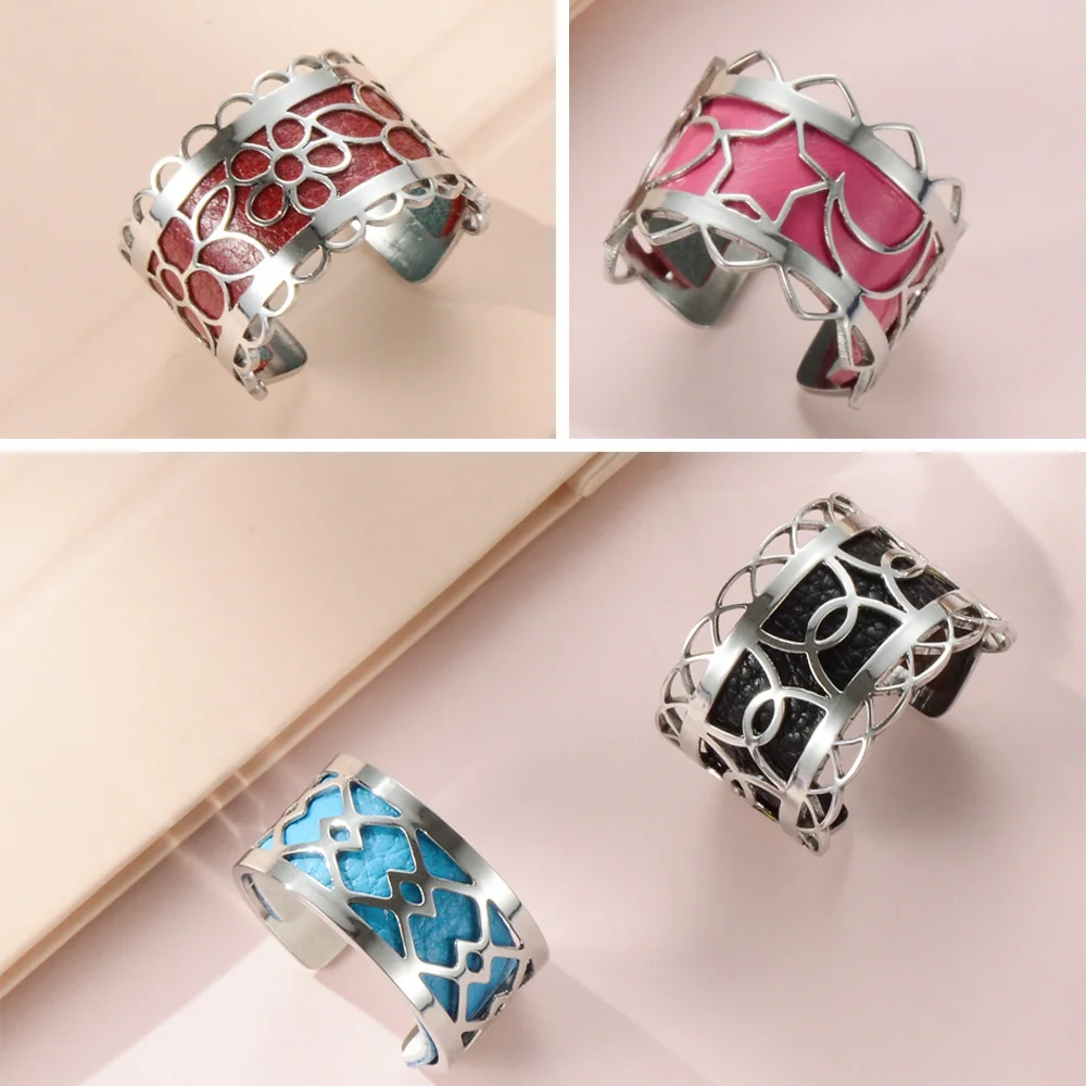 Legenstar bijoux acier непромокаемое кольцо femme Bijoux Homme серебряное регулируемое кольцо сменная кожа Bague Pour Femme Argent
