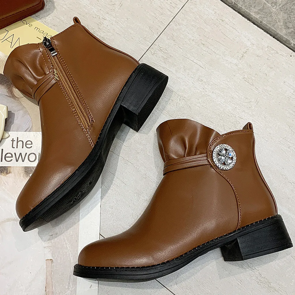 

Boots Women Shoes Women Fashion High Heel Thick Ankle Boots Ladies Crystal Platform Solid Color Shoes bota feminina 2019