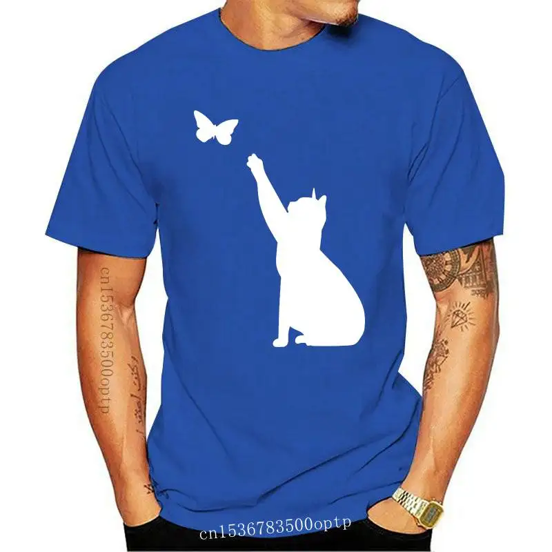 

New cat catching butterfly Print Women tshirt Cotton Casual Funny t shirt For Lady Girl Top Tee Hipster Drop Ship Y-62