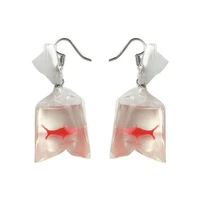 transparent bagged resin goldfish earrings fashion zinc alloy earrings for women popular goldfish resin drop earrings jewelry
