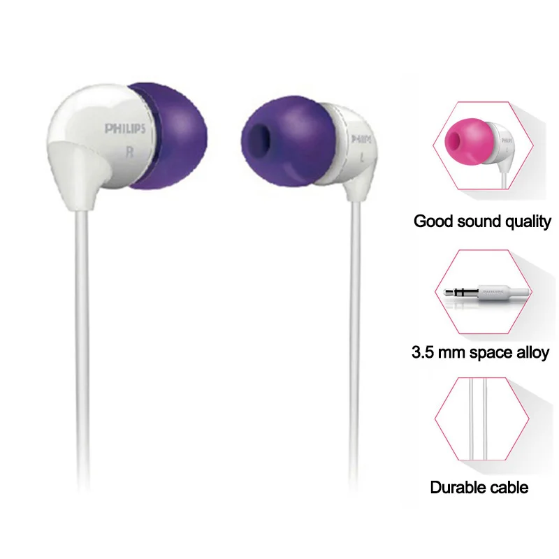 Оригинальные проводные наушники вкладыши Philips SHE3501 с кабелем Super Bass для Xiaomi LG