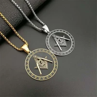 hip hop iced out ag sign pendant necklaces goldsilver color stainless steel masonic chains for women men jewelry dropshipping