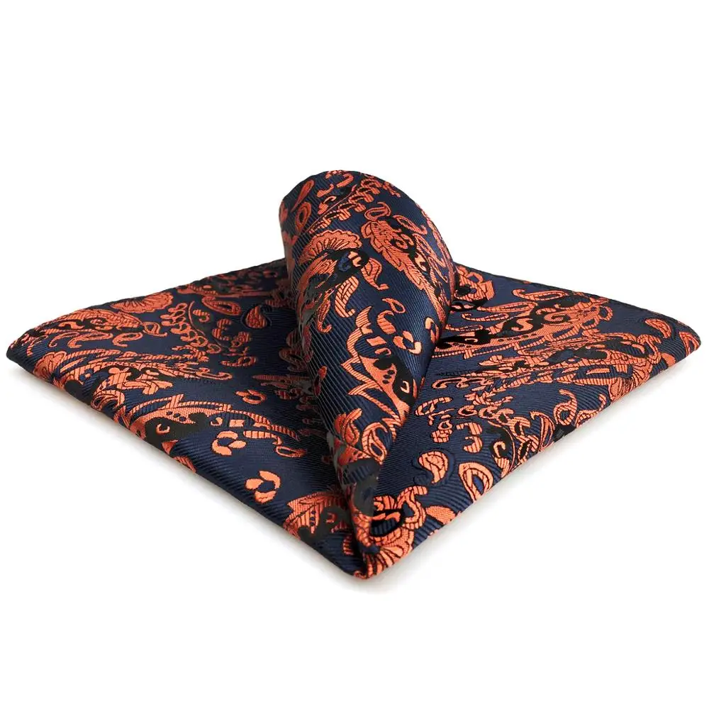 FH12 Пейсли мужской карманный квадратный оранжевый синий свадебный Шелковый