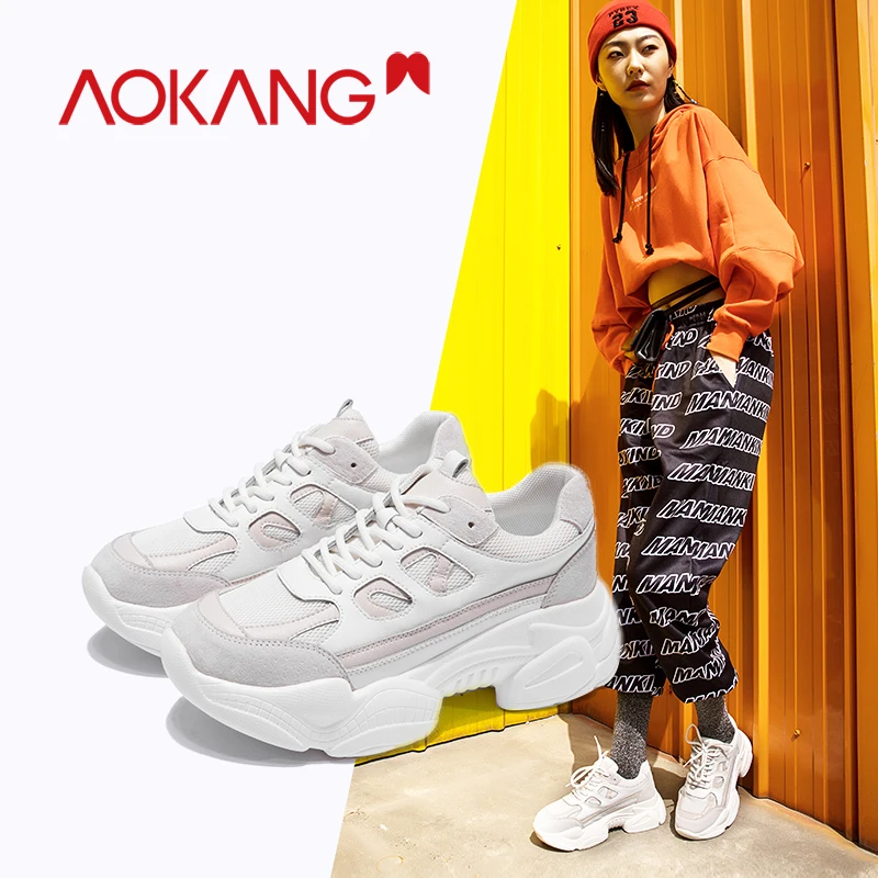 AOKANG/женская повседневная обувь Модные женские кроссовки прогулочная из дышащей