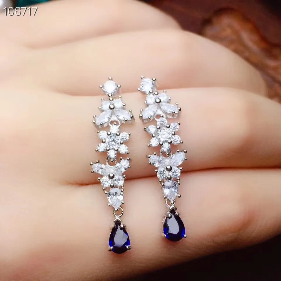 

New Arrival Natural and Real Natural Real Sapphire Earrings 925 Sterling Silver Fine Elegant Jewelry for Women Earring
