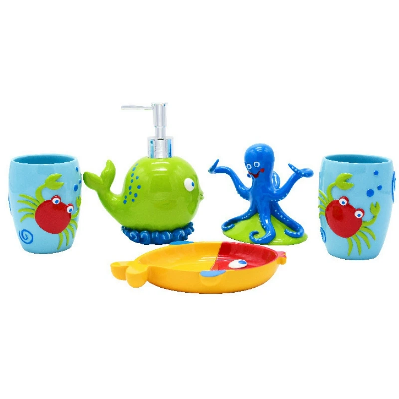 Набор детских аксессуаров для ванной комнаты 5 шт. держатель зубных щеток декор