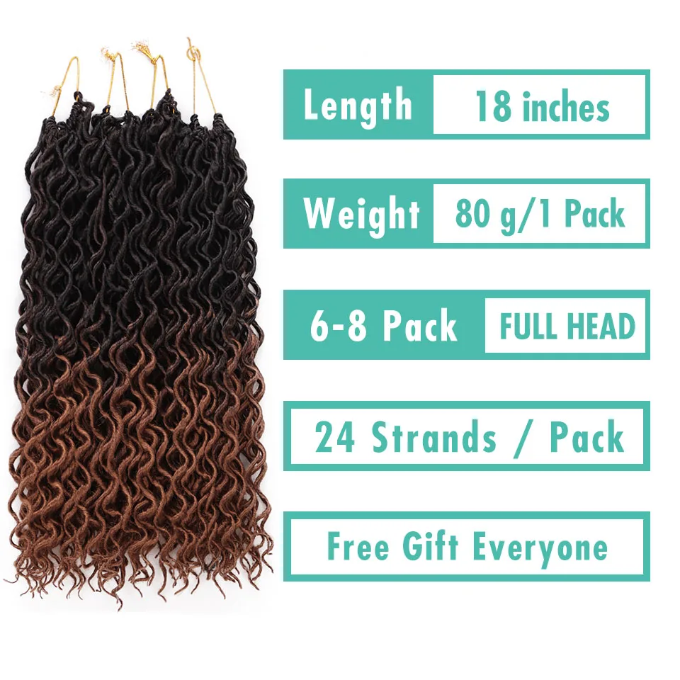 Doris beauty Goddess Faux Locs Curly вязанные косички волосы 24 корня 18 дюймов Омбре синтетические