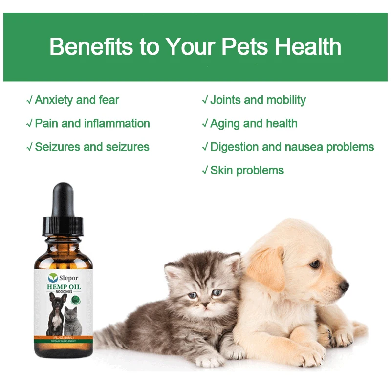 5000MG Pet Hemp Essential Oil for Dogs Natural Herbs of Care Anxiety Relief Pain Joint hip Strengtheens immunity 30ML | Красота и
