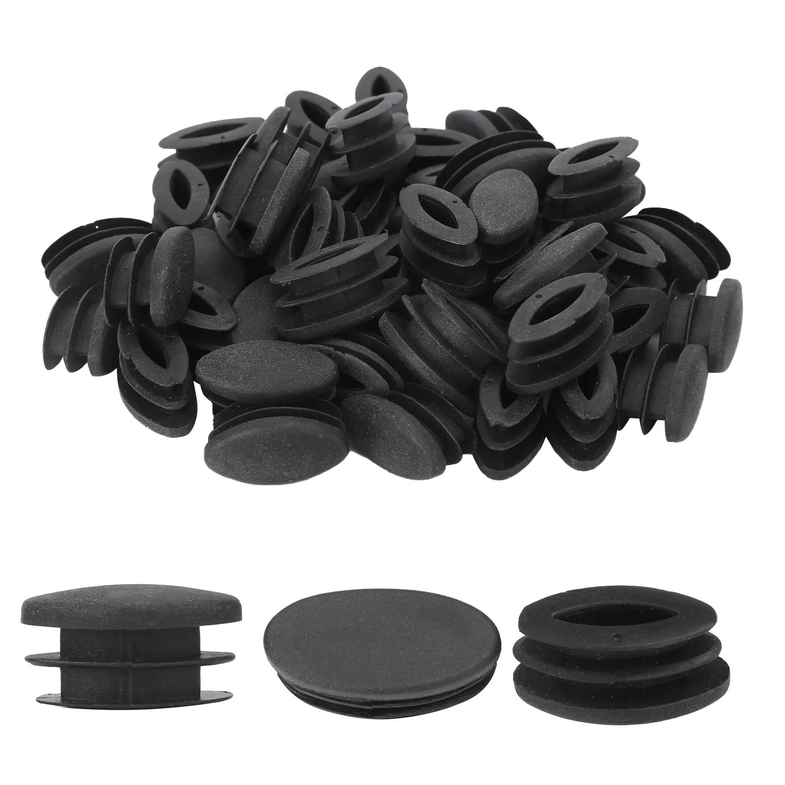 50pc Plastic Furniture Table Chair Leg End Caps Covers Round / Olive Steel Pipe Tube End Caps Insert Plugs Tips Floor Protectors