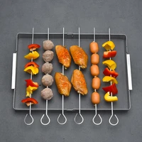 simple stainless steel foldable skewers kit reusable outdoor bbq grill non stick skewers shish kebab forks kitchen accessories