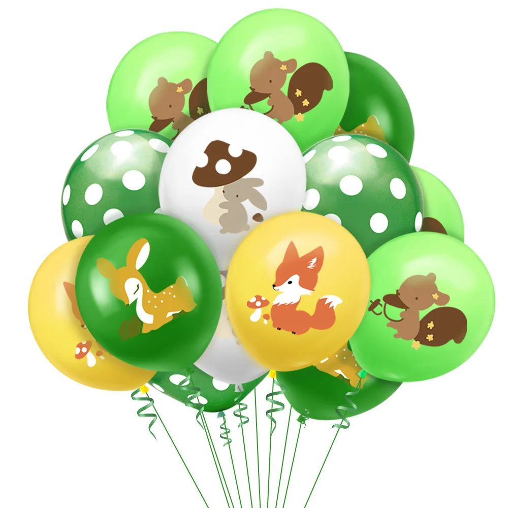 10Pcs 12'' Fox Squirrel Forest Animal Confetti Dot Latex Balloon Set Birthday Party Thanksgiving Day Decor Supplies | Дом и сад