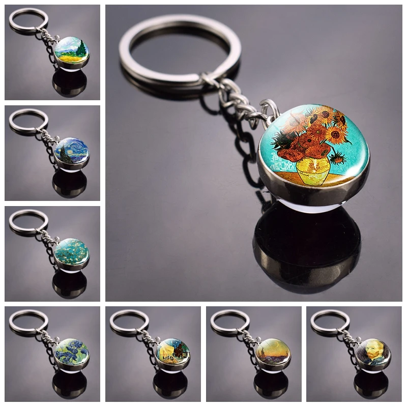 Брелок с изображением подсолнухов звездной ночи | Украшения и аксессуары