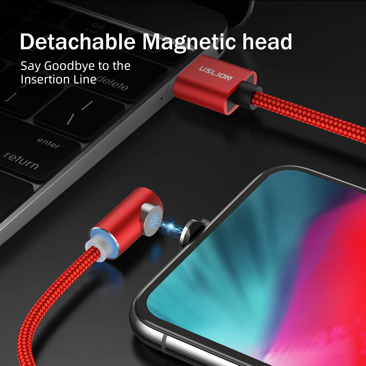 Магнитное зарядное устройство USLION кабель USB Type-C для Samsung S9 магнитный iPhone Micro