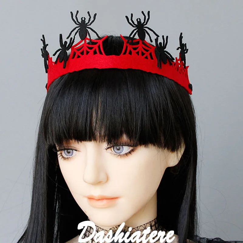 

Halloween Crown Masquerade Party Hairband Black Spider Red Cobweb Tiara Gothic Headband Ghost Hair Accessories Headdress