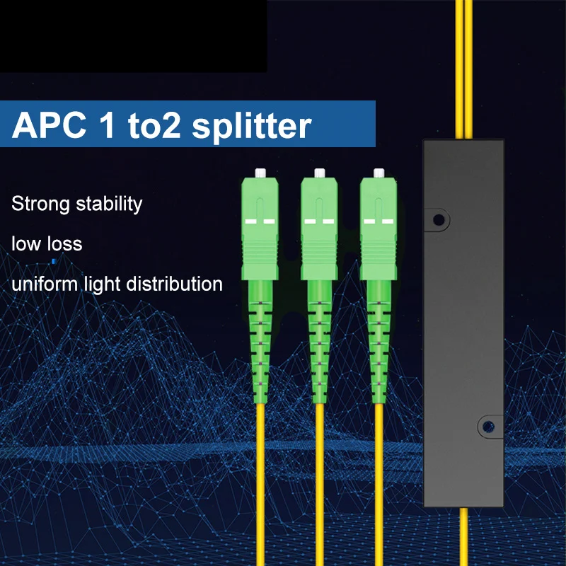 

New SC APC 1X2 PLC Single mode Fiber Optical splitter 1m FTTH PLC optical fiber splitter FBT Optical Coupler Free Shippping