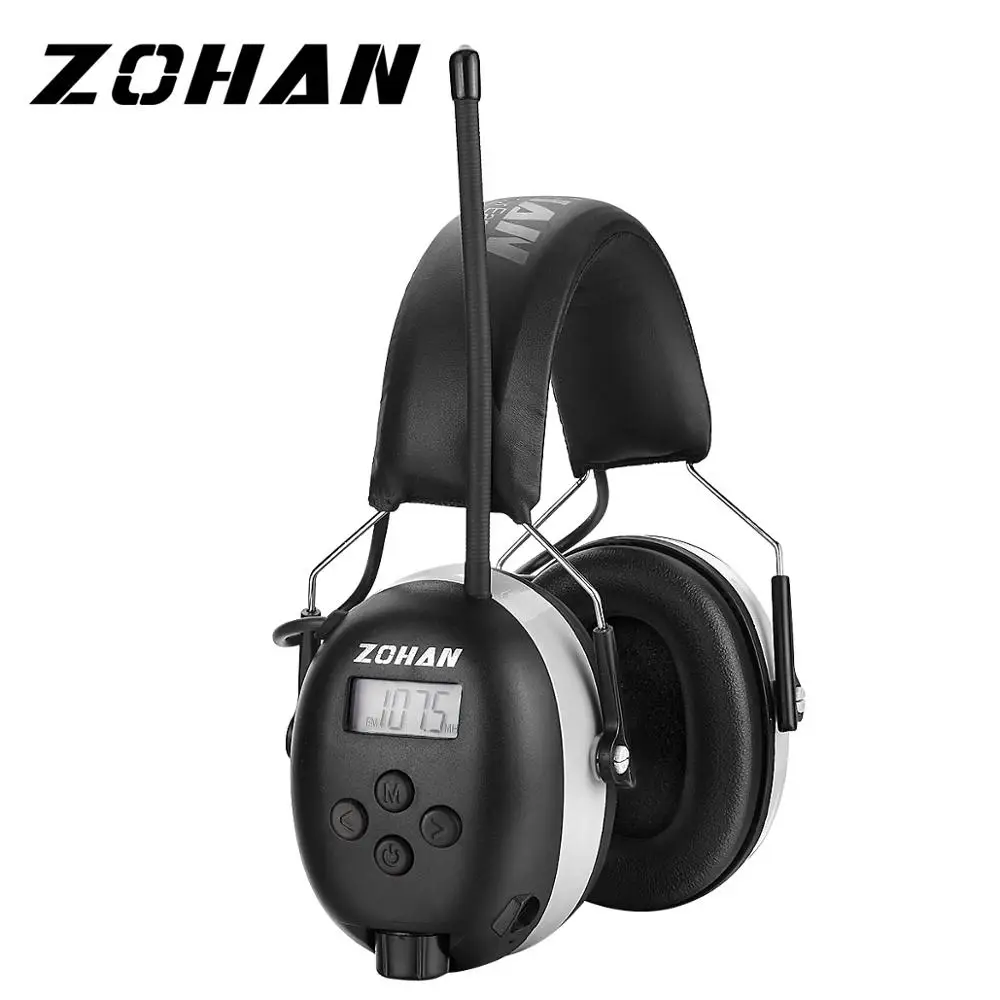 Наушники ZOHAN с защитой слуха, электронная защита ушей, наушники AM/FM, профессиональные наушники с шумоподавлением, NRR 25db - изображение