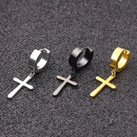 gothic jewelry long hanging earrings dangle cross earrings man round earrings stainless steel earring for women