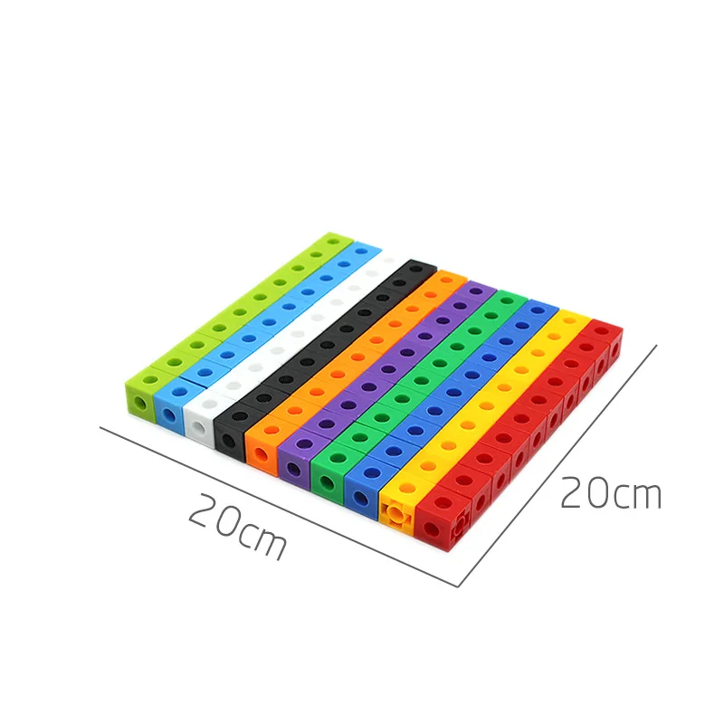 

100pcs 10 Colors Multilink Linking Counting Cubes Snap Blocks Teaching Math Manipulative Kids Early Education Toy Teaching Aids