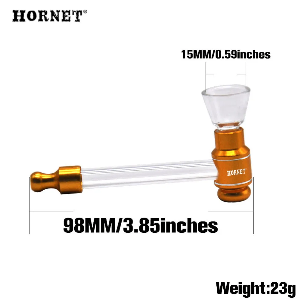 HORNET стеклянные курительные трубки 15 мм Стеклянная Чаша металлическая