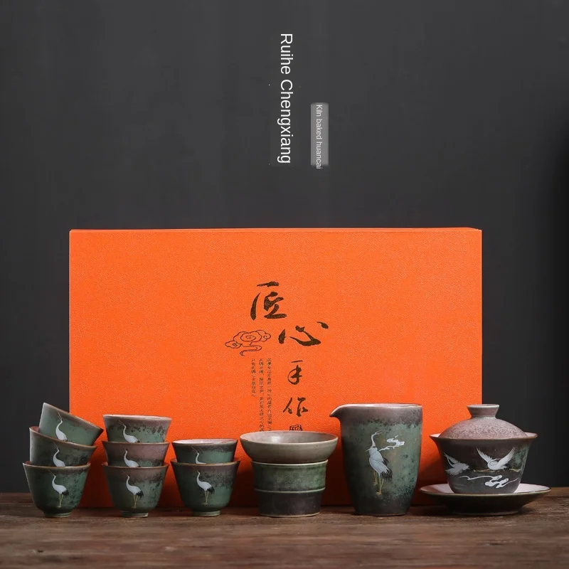 

Kung Fu Tea Set Kiln Sancai Tureen Set Tea Household Gift Set Tcup Gaiwan Tea Ceremony Japanese TeaSet Porcelana Tea Sets Drytea