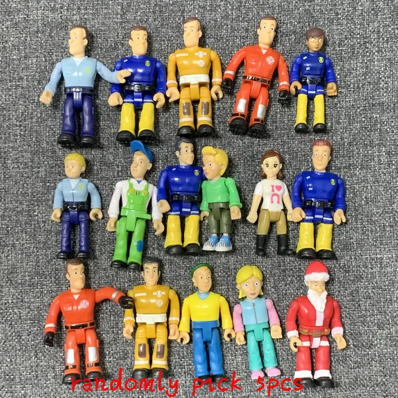 Ramdom 5pcs Много оригинальных подвижных пожарных Сэм ПВХ Фигурки игрушки для детей - Цвет: Ramdom 5pcs