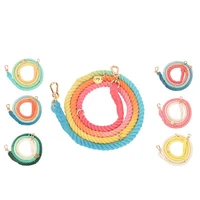 pet leash woven dog collar creative gradient colors cotton rope collar for small medium large dog dog supplies