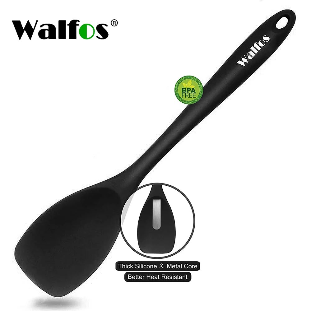 

WALFOS Food Grade Silicone Cooking Spoon Essential Heat Resistant Flexible Nonstick Silicone Baking Mixing Spoon Spatula
