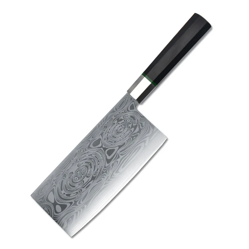 

Kitchen Knife Damascus Pattern 5CR13 Stainless Steel Household Chef Knife Slicing Knife Meat Cutter Whetstone Kitchen Appliances