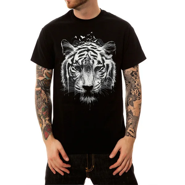 

FashionTiger Print Tshirt Men Casual Short Sleeve Slim Fit T Shirt Summer Streetwear Brand Clothing T-shirt Tops