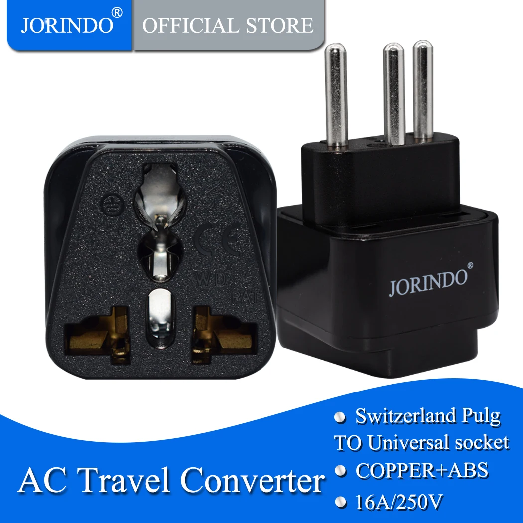 

JORINDO Portable Universal Plug to Switzerland (Grounded Type-J) Plug Adapter Power Socket Travel Converter