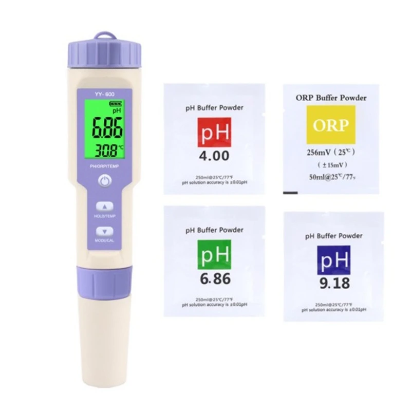 

Digital YY-600 PH/ORP/TEMP 3 in 1 Test Pen with PH&ORP Calibration Powder Buffer Powder PH Water Quality Test Meter