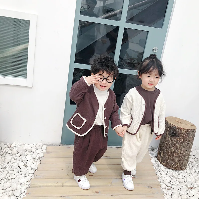 Зимнее шерстяное пальто для мальчиков зимнее девочек Осень зима 2019 Новый Детский