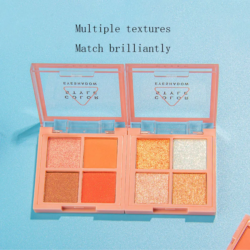

4 Colors Eyeshadow Palette Profession Portable Makeup Highlight Shimmer Eye Shadow Shine Brightening Lasting Cosmetics