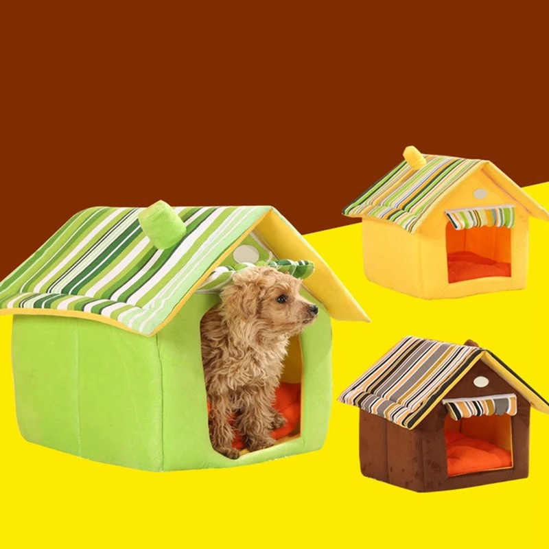 Домик для собак в полоску Съемный Коврик кровати маленьких средних товары