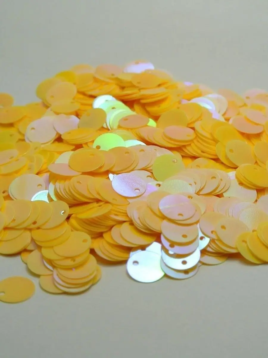 2000 Yellow AB Flat Round loose sequins Paillettes Top Hole 10mm sewing Wedding | Дом и сад