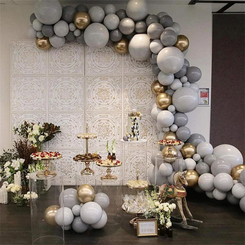 

Набор воздушных шаров из 101 шт., надувные шары из серого латекса, фон для свадебной тематической вечеринки, помолвки, дня рождения