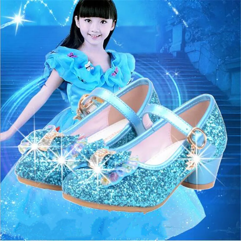 

Children Princess Leather Shoes New Girls High Heels Sequin Children's Shoes Girls Princess Student Shoes
